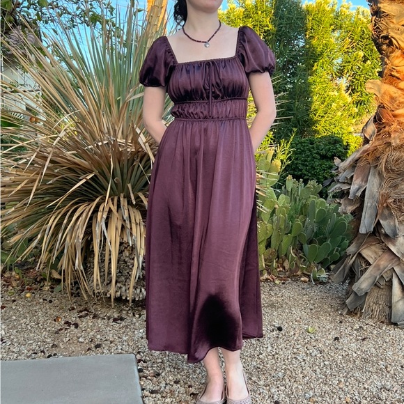 S Dillards modest Midi Dress bridgerton renfaire homecoming deep purple - Picture 2 of 6